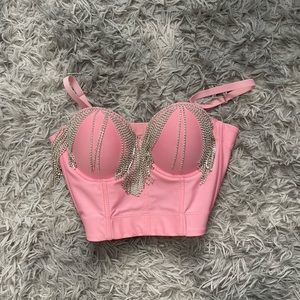 Rhinestone chain fringe top